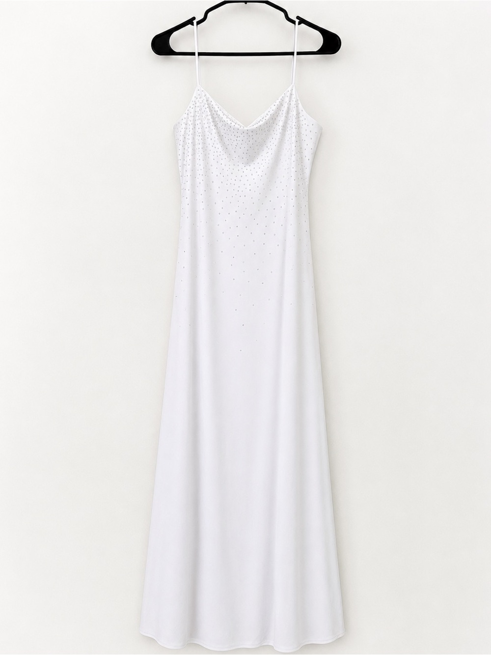 Vintage Y2K White Slip Maxi Dress with Delicate Embellishment